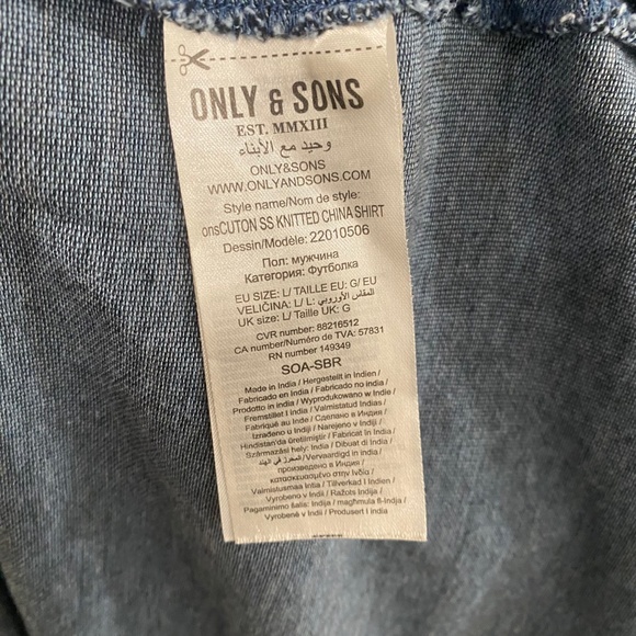 ONLY & SONS Collarless Slim Fit Button-Down Short Sleeve Shirt - Picture 9 of 12